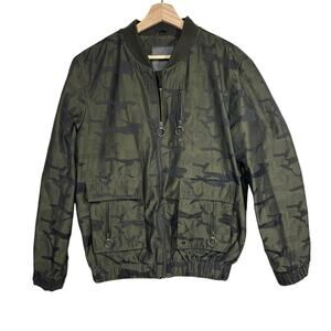 Blank NYC Camo Bomber Jacket Camouflage Military Utility Streetwear Green Sz M